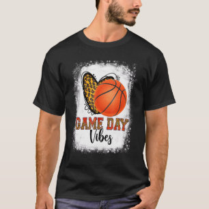 Bleached Game Day Vibes Basketball Mom Basketball T-Shirt