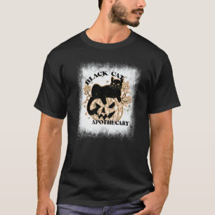 Bleached Halloween Black Cat Apothecary Pumpkin Ca T-Shirt