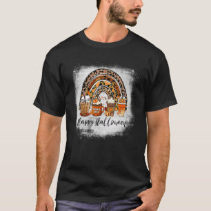Bleached Happy Halloween Rainbow Pumpkin Spice Wo T-Shirt