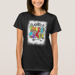 Bleached Hello Third Grade 3rd Grade Teacher Back  T-Shirt