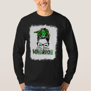 Bleached Kidney Disease Warrior Leopard Messy Bun T-Shirt