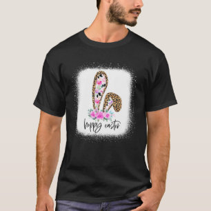 Bleached Leopard Floral Hoppy Easter Bunny Ear Fam T-Shirt