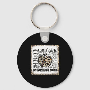 Bleached Leopard Instructional Coach Typography Te Keychain