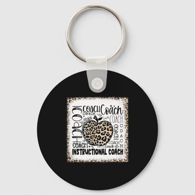 Bleached Leopard Instructional Coach Typography Te Keychain (Front)