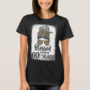 Bleached Leopard Messy Bun Women 60th Birthday T-Shirt