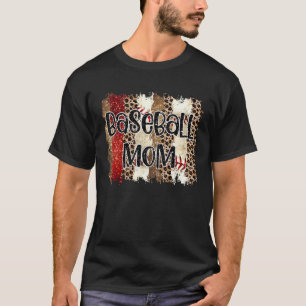 Bleached Leopard Mom Leopard Baseball Laces Baseba T-Shirt