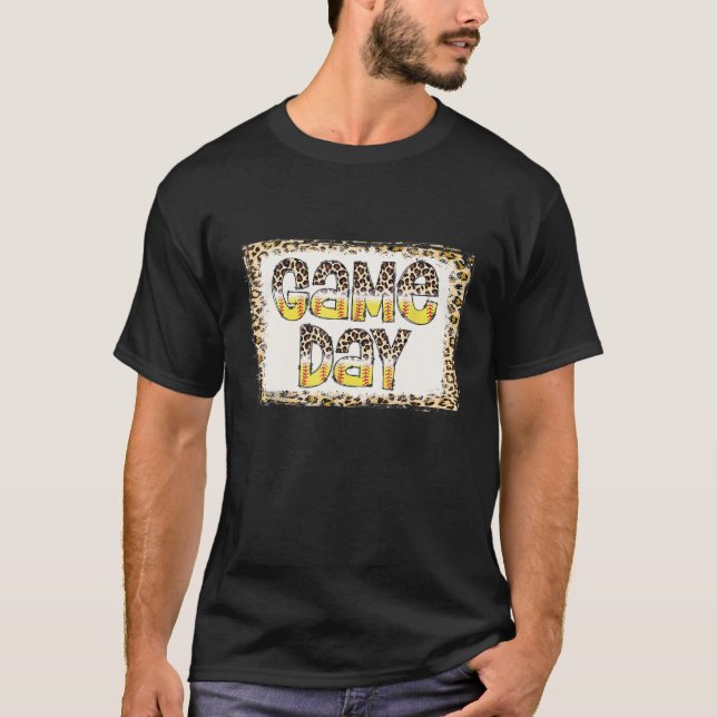 Bleached Leopard Softball Game Day Vibes Softball T-Shirt (Front)