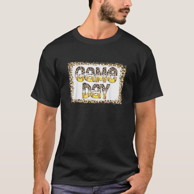 Bleached Leopard Softball Game Day Vibes Softball T-Shirt (Front)