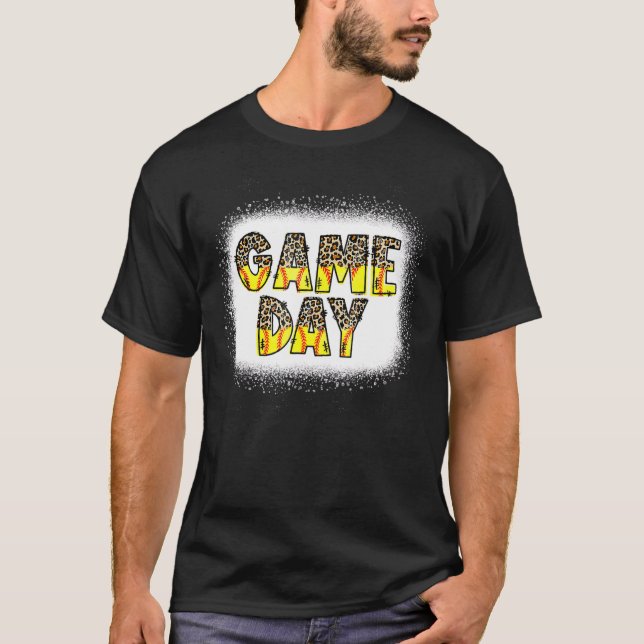 Bleached Leopard Softball Game Day Vibes Softball  T-Shirt (Front)