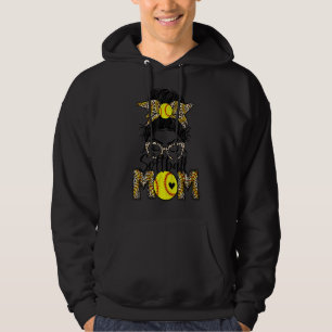 Bleached Leopard Softball Mom Game Day Messy Bun M Hoodie