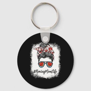 Bleached Life Boxing Mom Leopard Messy Bun Gles Keychain