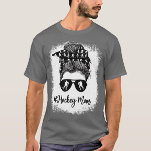 Bleached Life Hockey Mom Leopard Messy bun Glasses T-Shirt