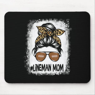 Bleached Lineman Mom Life Leopard Messy Bun Footba Mouse Pad