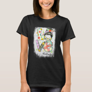 Bleached Love Pre Kinder Teacher Easter Messy Bun T-Shirt