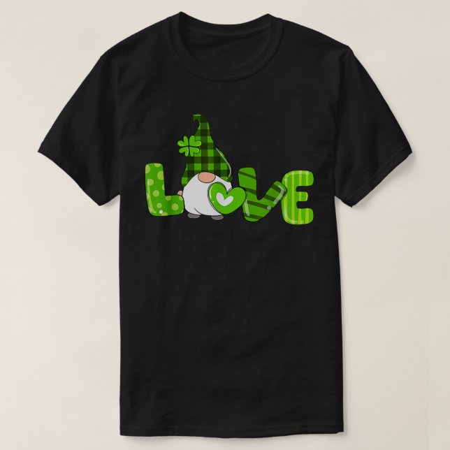Bleached LOVE St Patricks Day Gnomes Shamrock For  T-Shirt (Design Front)