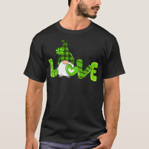 Bleached LOVE St Patricks Day Gnomes Shamrock For  T-Shirt