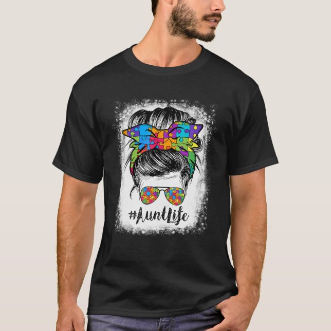 Bleached Mamaw Life Messy Hair Bun Basketball Moth T-Shirt (Front)