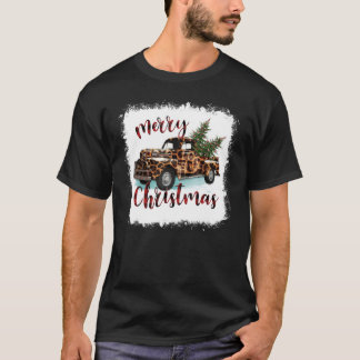 Bleached Merry Christmas Leopard Truck Christmas T T-Shirt