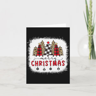 Bleached Merry Christmas Tree Funny Leopard Plaid  Card
