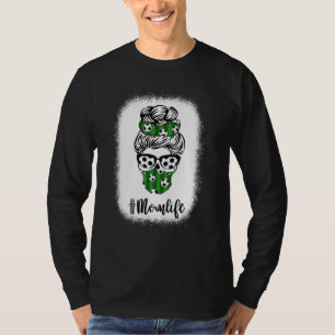 Bleached Messy Bun Hair Wearing Soccer Sunglasses  T-Shirt