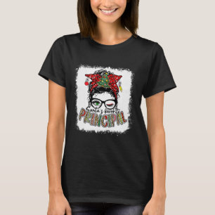 Bleached Messy Bun Santa's Favourite Principal Chr T-Shirt