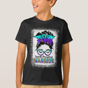 Bleached messy bun warrior prevention awareness T-Shirt