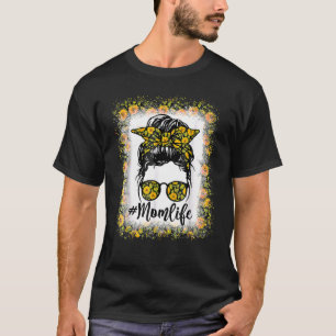 Bleached Mom Life Messy Bun Sunflower Women Mother T-Shirt
