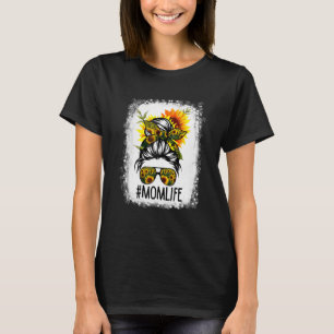 Bleached Mom Life Messy Bun Sunflower Women Mother T-Shirt