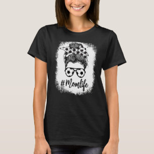 Bleached Mom Life Soccer Mom Leopard Messy Soccer T-Shirt