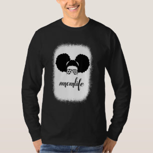 Bleached Mom Life Soccer Sport Messy Bun Hair Moth T-Shirt