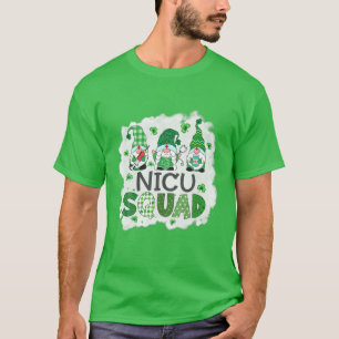 Bleached NICU Squad Gnomies Patricks Day Nurse Ste T-Shirt