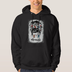 Bleached Nonna Life Hockey Mothers Day Messy Bun Hoodie