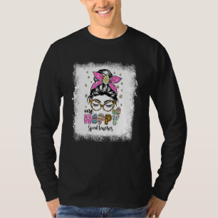 Bleached One Hoppy Sped Teacher Bunny Easter Day T-Shirt