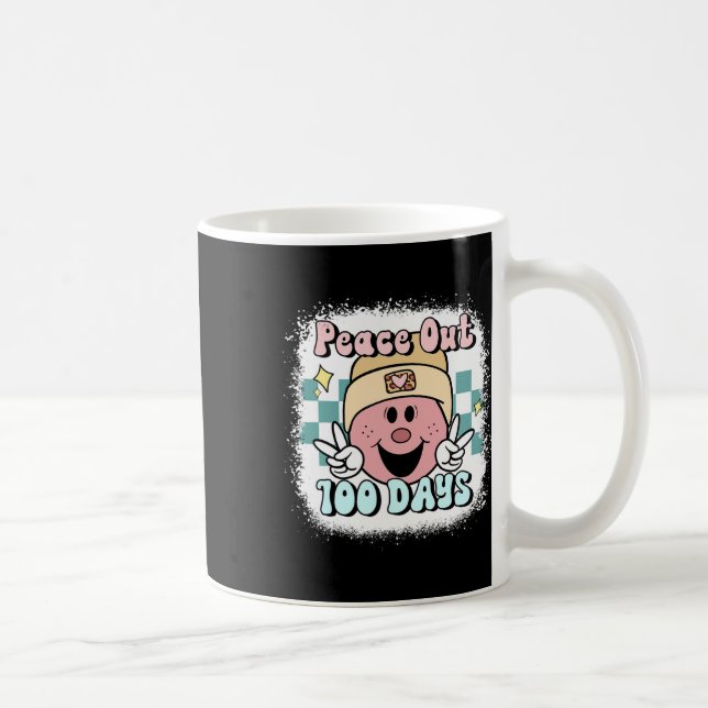 Bleached Peace Out 100 Days Of School Smile Face 1 Coffee Mug (Right)