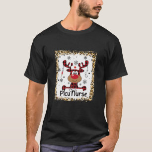 Bleached PICU Nurse Reindeer Christmas Pajama Xmas T-Shirt