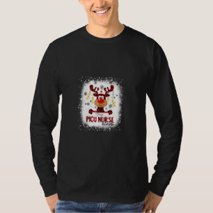 Bleached Picu Nurse Reindeer Christmas Xmas Picu L T-Shirt
