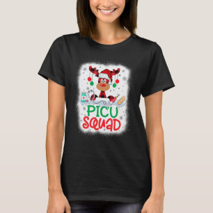 Bleached Reindeer Plaid Santa Hat Picu Squad Nurse T-Shirt