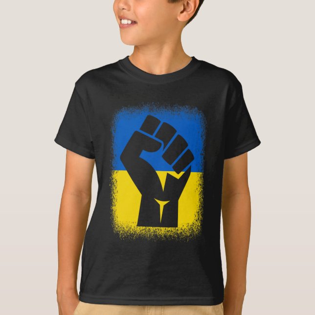 Bleached Shirts Fist Flag I Stand With Ukraine Sol (Front)