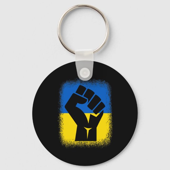 Bleached Shirts Fist Flag I Stand With Ukraine Sol Keychain (Front)