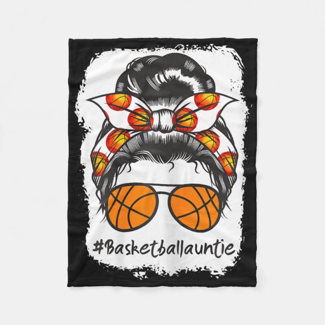 Bleached Sketll Auntie Messy Bun Ll  Fleece Blanket (Front)