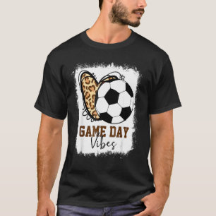 Bleached Soccer Game Day Vibes Leopard Soccer Mom T-Shirt