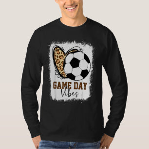 Bleached Soccer Game Day Vibes Leopard Soccer Mom T-Shirt
