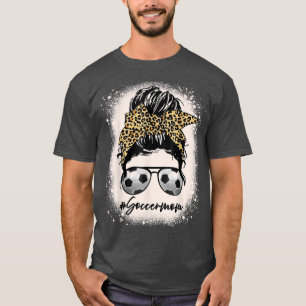 Bleached Soccer Mom Leopard Messy Bun Hair Game Da T-Shirt