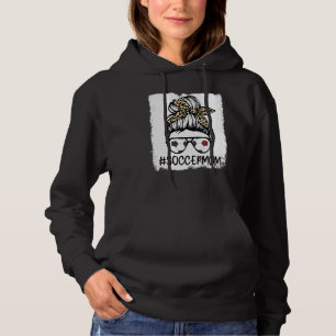 Bleached Soccer Mom Life Leopard Bow Messy Bun Gam Hoodie