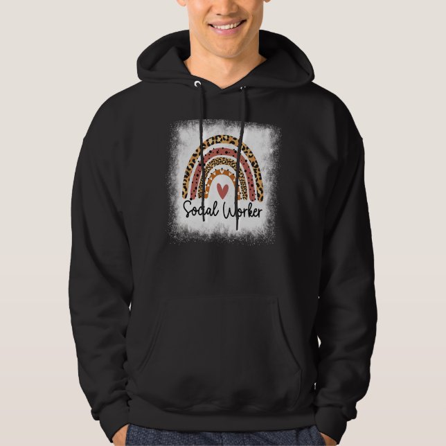 Bleached Social Worker Leopard Rainbow Social Work Hoodie (Front)