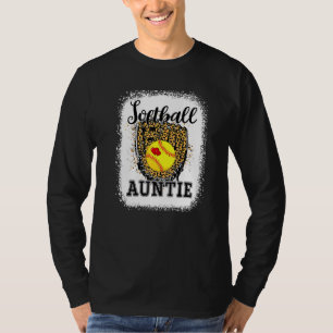 Bleached Softball Auntie Leopard Game Day Aunt Mot T-Shirt
