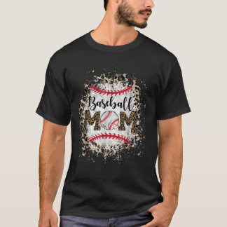 Bleached Softball Baseball Mom Leopard Tee Mother 