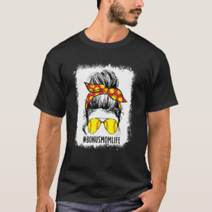 Bleached Softball Bonus Mom Game Day Bonus Mom Mot T-Shirt