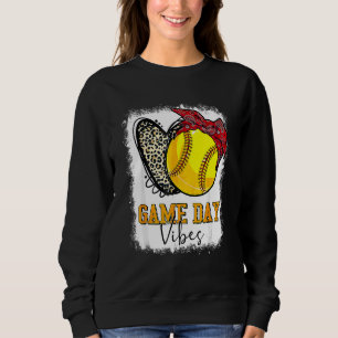 Bleached Softball Game Day Leopard Heart Headband Sweatshirt