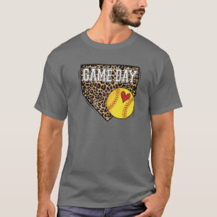 Bleached Softball Game Day Vibes Leopard Softball T-Shirt